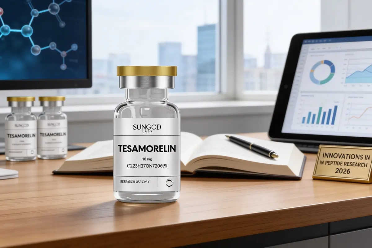Tesamorelin (10mg) Benefits, Uses, Mechanism, Side Effects & Research Insights in 2026 By SunGod Labs